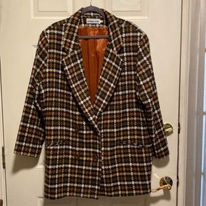 Vintage STEPHANIE QUELLAR from Neiman Marcus Plaid Coat Long Blazer Size 18W EUC